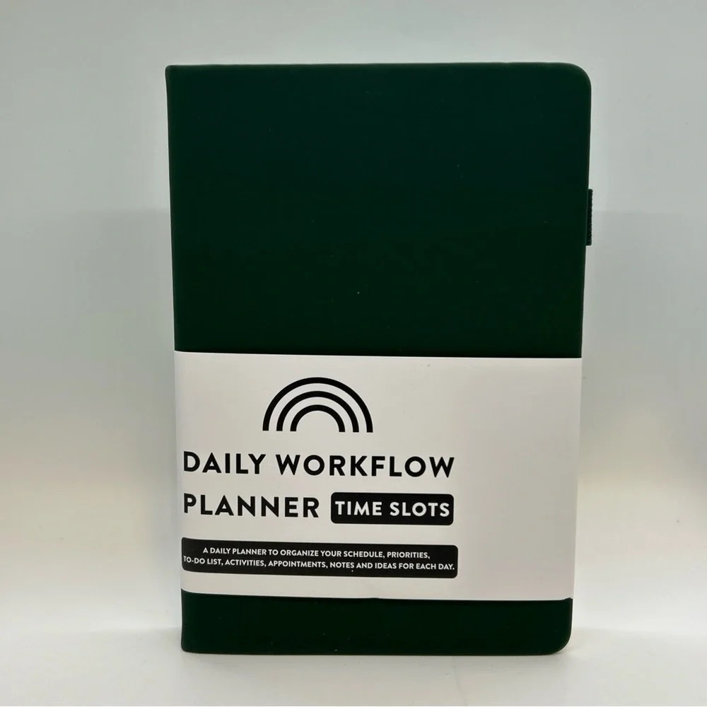 Daily Workflow Planner Timeslots NEW Green Task Calendar UNDATED Monthly Weekly